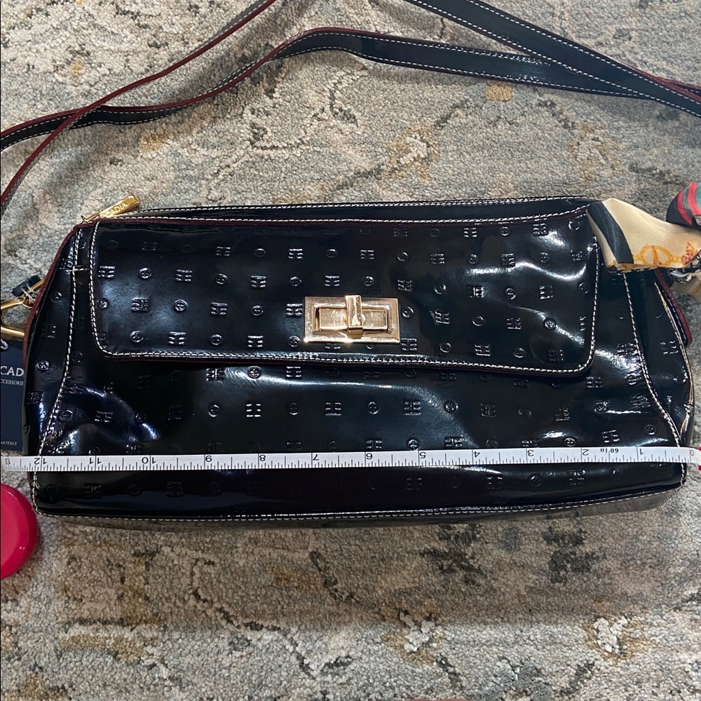 Arcadia Black Embossed Patent Leather Bag - Picture 10 of 14